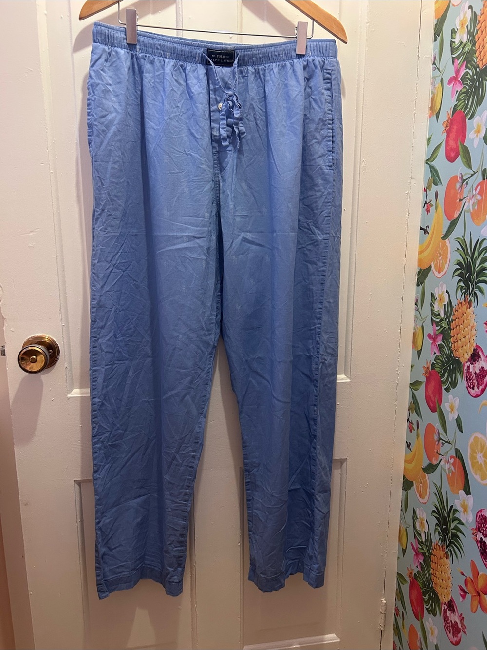 Polo Ralph Lauren Men's Light Blue Woven Cotton Pajama Pants